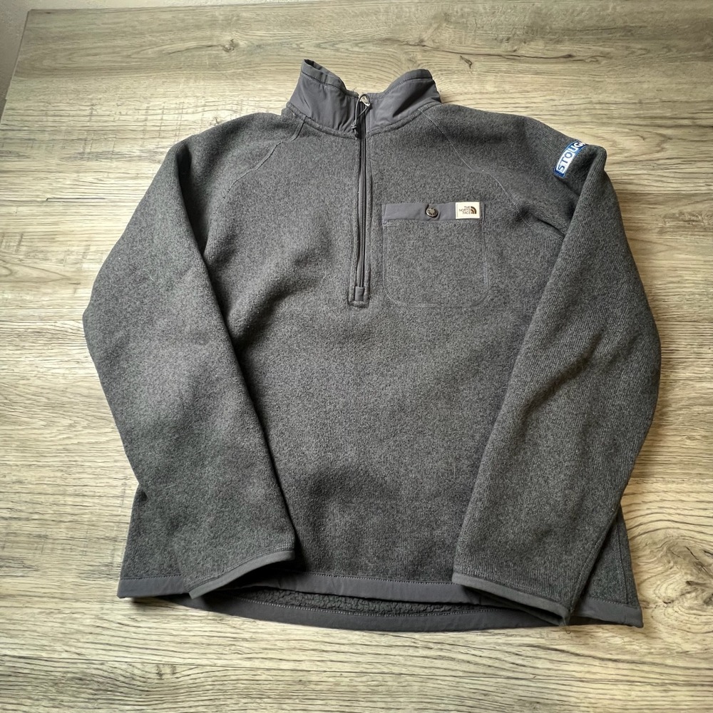 The North Face Fleece Pullover Mens Medium Gray Quarter Zip Sweater Knit S39